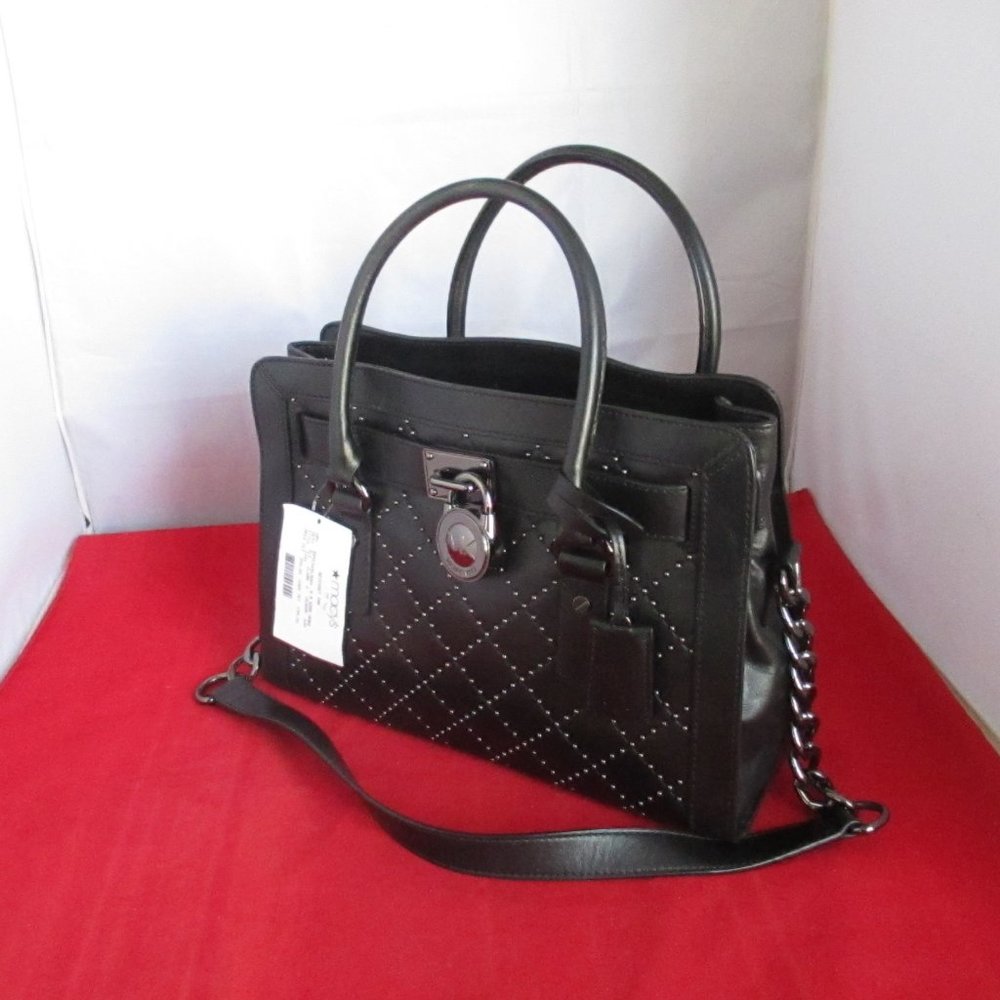 Michael Kors Hamilton Micro Stud E / W Satchel $398 Black #026 - Picture 5 of 15